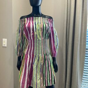 Diane Von Furstenberg Multicolor Striped Off-Shoulder Blouse